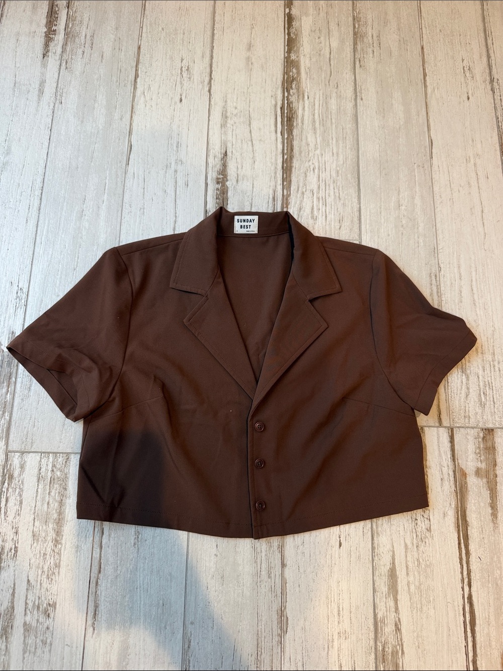 Sunday Best Brown Cropped Button-Down Shirt